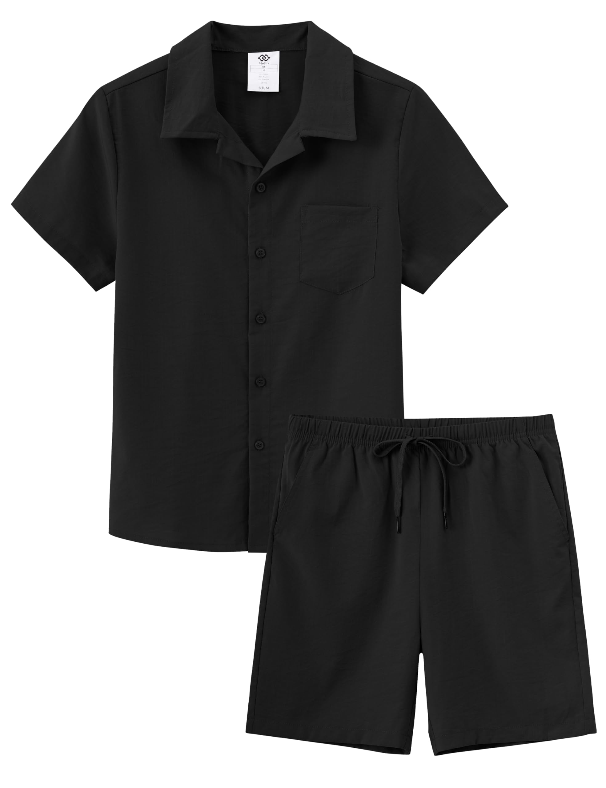 MoFiz Conjuntos Corto Niño Verano Conjuntos de ropa Para Vacaciones en la playa Chándal Informales Deportivos Manga Corta Camisas Botón y Pantalones Cortos