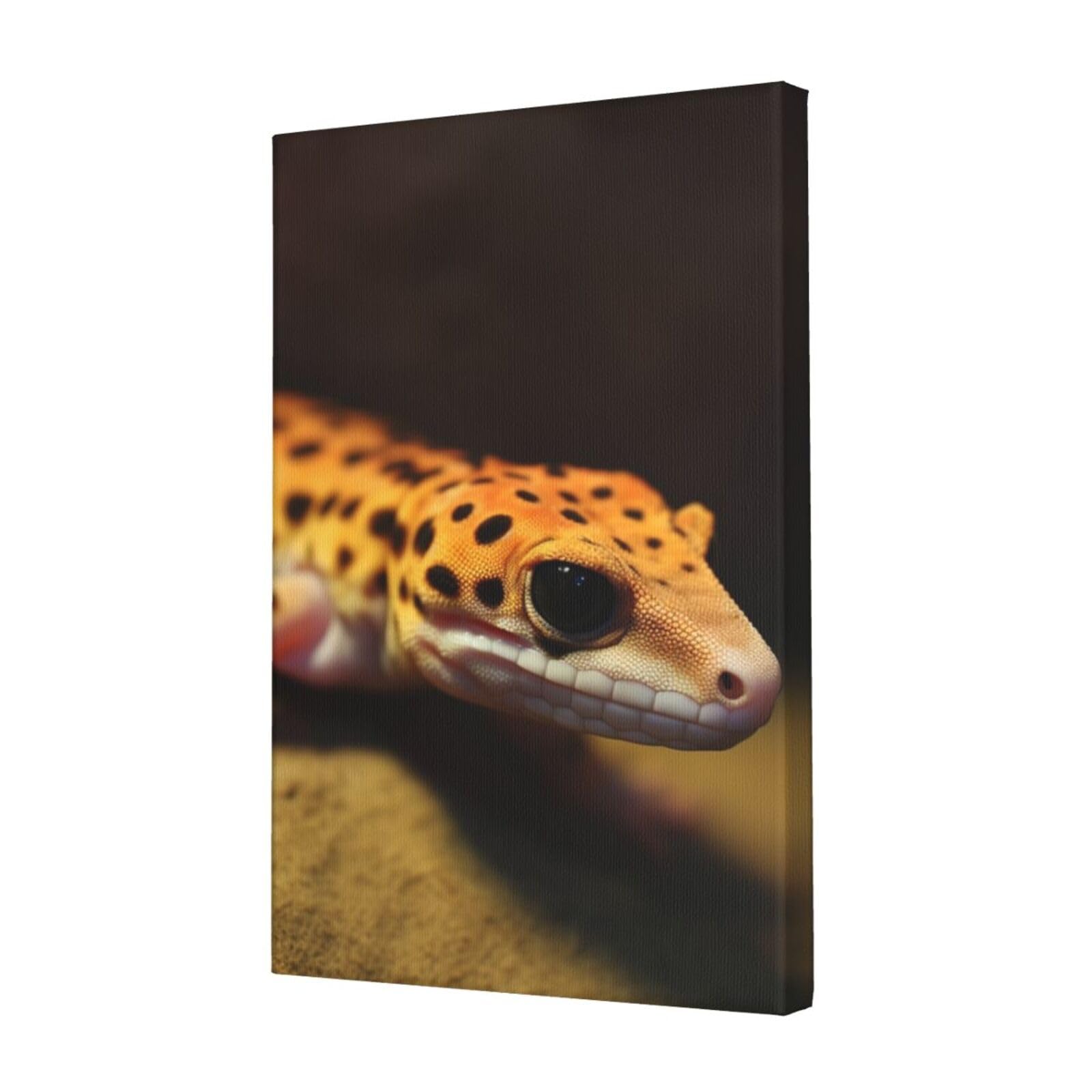KLOPH Leopard Little Gecko Canvas Wall Art for Living Room 12"x18" Modern Artwork Painting for Bathroom Hanging Canvas Prints Aesthetic Wallart for Bedroom Kitchen Office Wall Decor