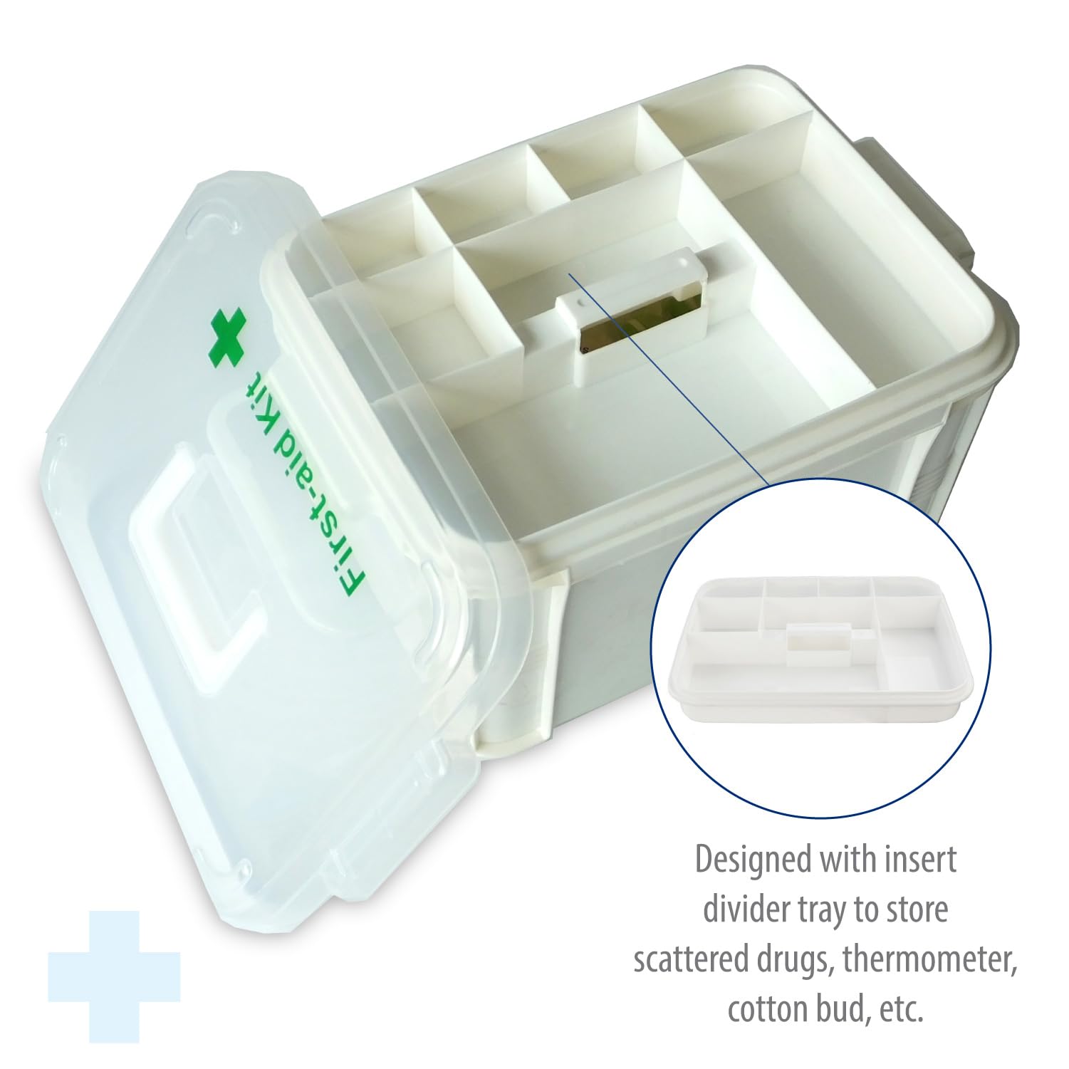 Caja de primeros auxilios con asa portátil para medicamentos de plástico, organizador básico de medicamentos, kit de caja de almacenamiento médico de emergencia para viajes, coche, hogar, camping