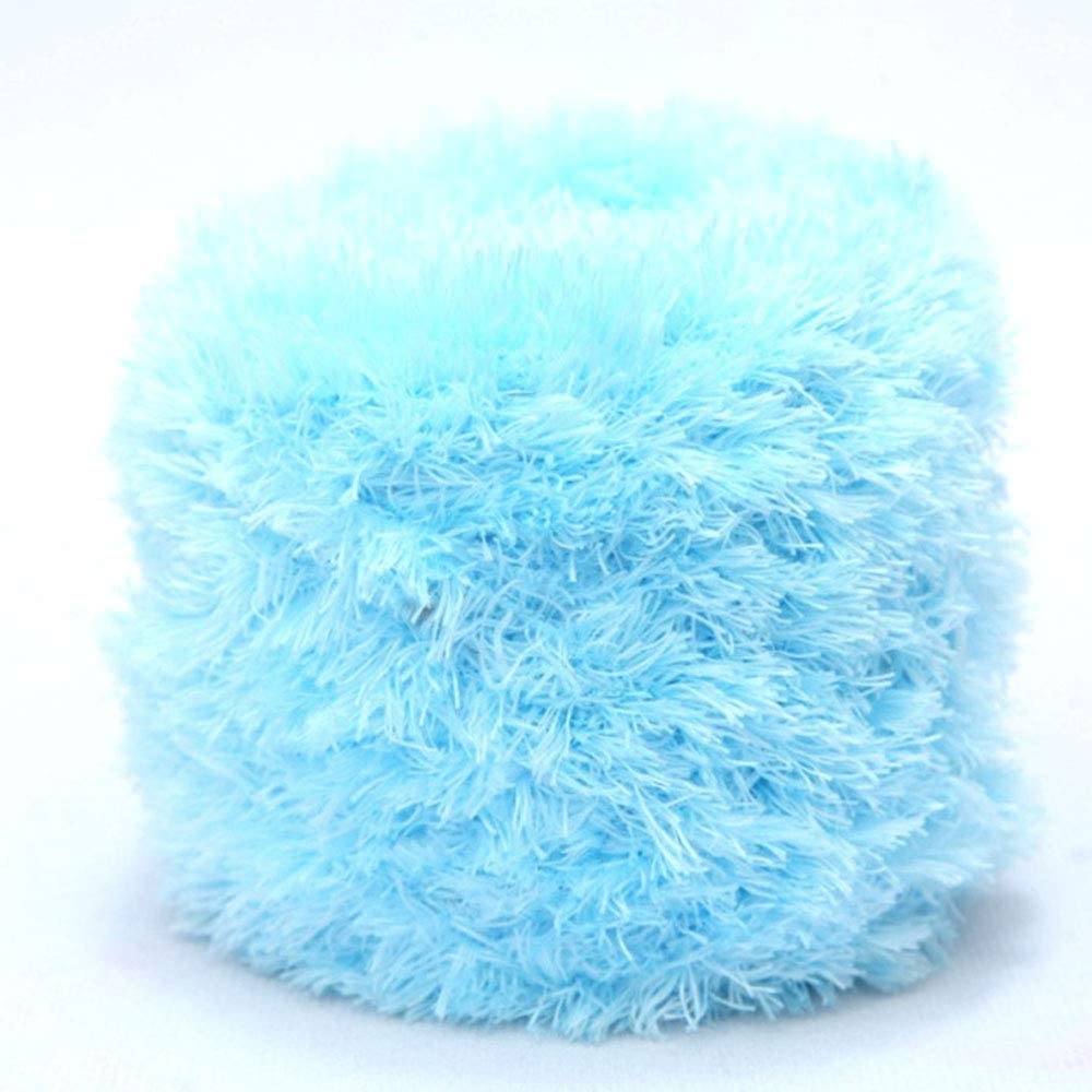 200g DIY Tejer Hilo de Felpa Hilo de Pestañas Peludas Bufanda de Suéter de Ganchillo Hilo de Piel Sintética Hilo de Novedad Manta Fuzzy Almohada Hilado de Textiles para el hogar (Color : Light Blue, S