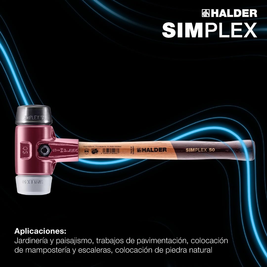 SIMPLEX 3023.080 - Martillo (TPE-mid/composición de goma, carcasa de hierro maleable y mango de madera de alta calidad, diámetro de 80 mm)
