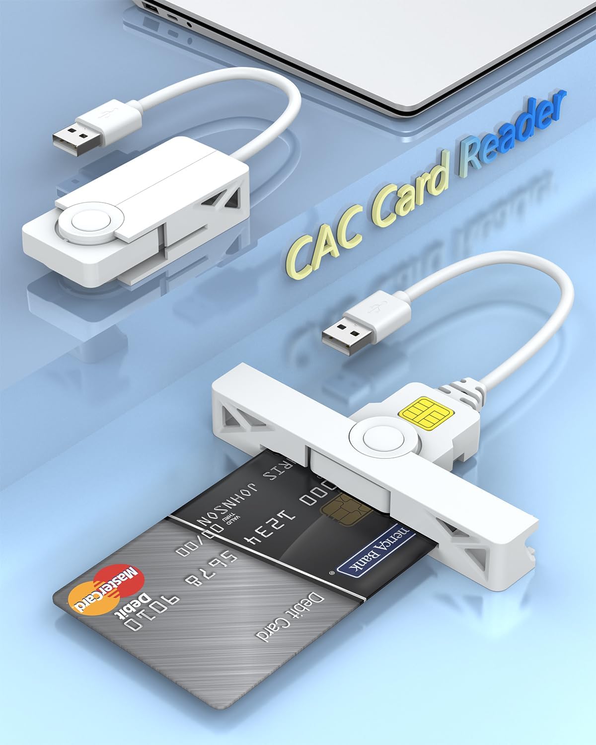 NALACAL USB CAC Reader Military, Smart Card Reader, DOD Common Access, Mini Fold ID, Debit, Credit Memory Card Reader Compatible With Windows, Mac OS and Linux (1 Pack)