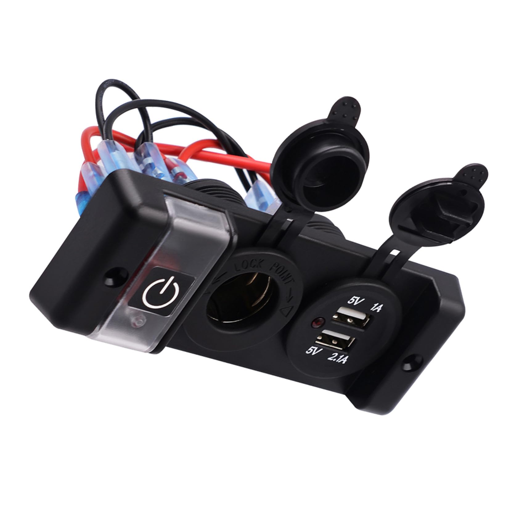 Pannello Adattatore Accendisigari Auto con Doppia Porta USB e Interruttore LED per Barca Camper e Veicoli da
