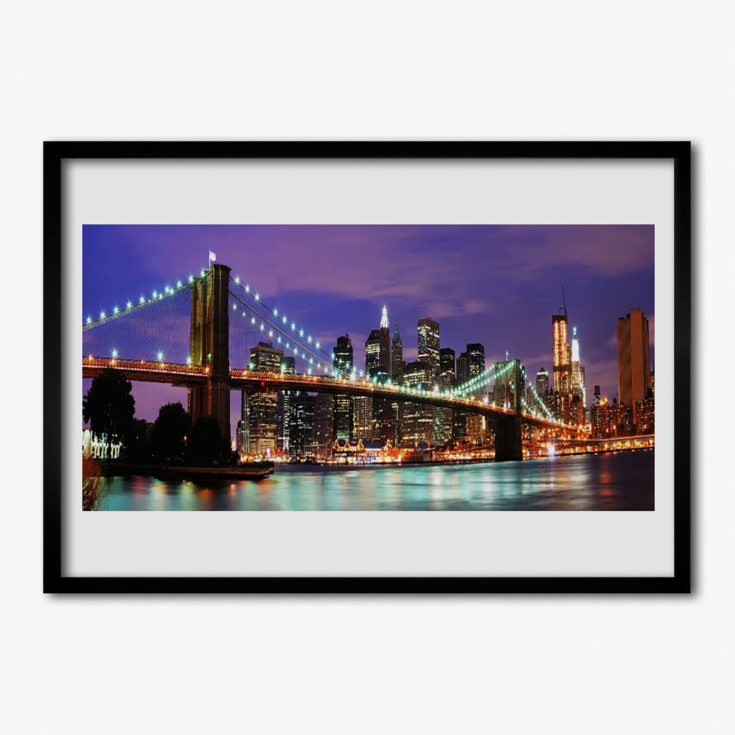 Tulup Marco Póster 100x70cm Cartel Enmarcado Cuadro de Pared Cuadros Decorativos Decoración Paredes de Sala, Dormitorios y Cocina Arte Mural - Arquitectura de la ciudad de puente