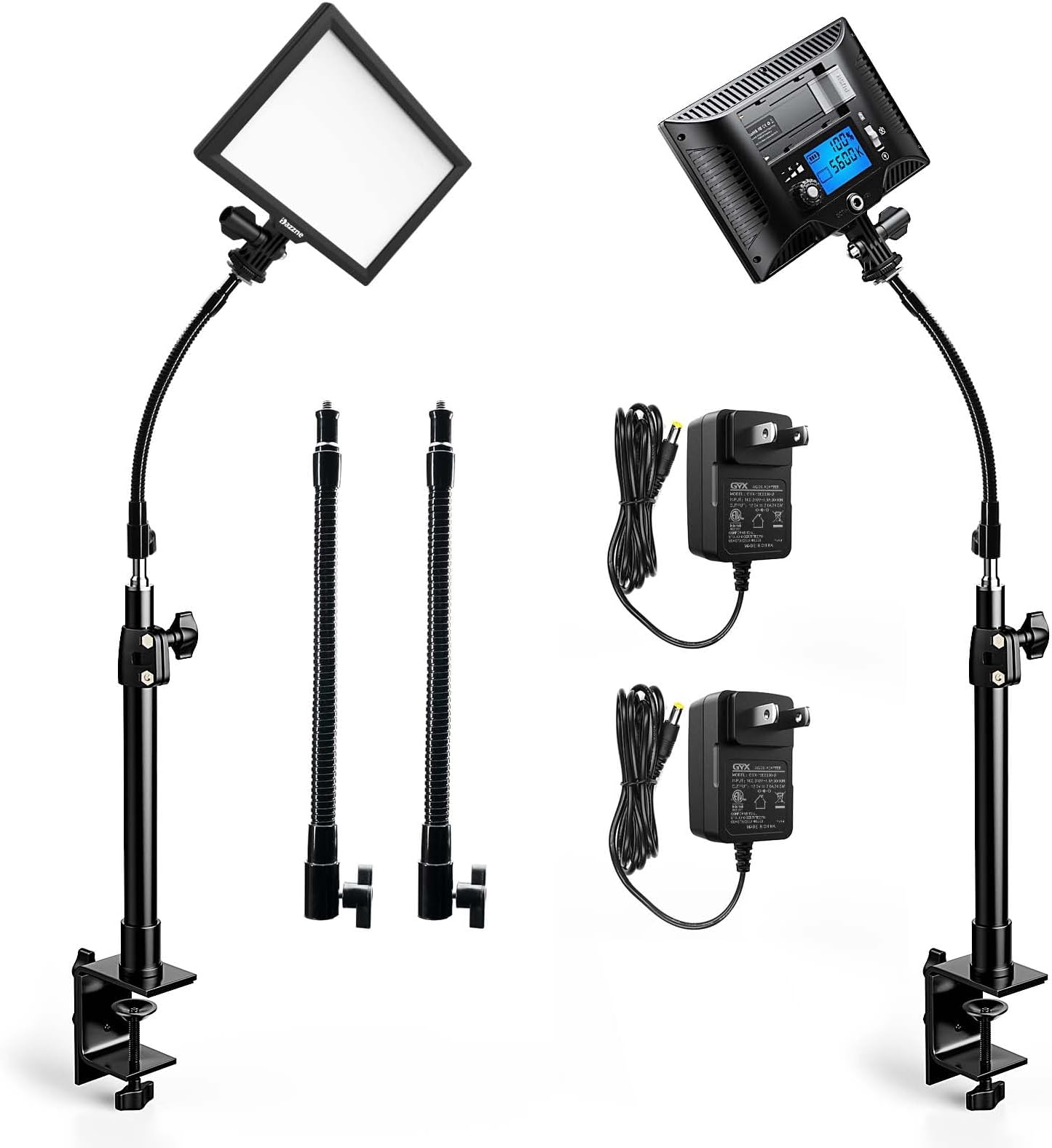 2Pack Streaming Key Light, LED Video Light Dimmable Bi-Color 3200-5600k Video Conference Lighting with Gooseneck Tubes Desk Light for Stream/Podcast/Gaming/Zoom Meetings/Broadcast/YouTube