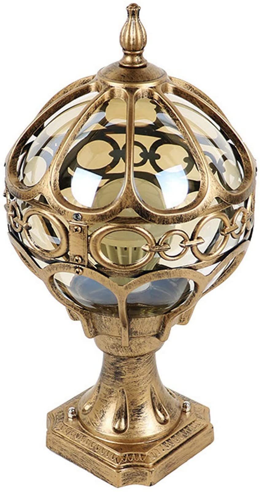 QUSYZD Lamp Post Lights Outdoor, Courtyard Light Antique Globe Light, Garden Villa Column Pedestal Lamp Glass Outdoor Pillar Lantern Courtyard Landscape Lawn Torch Floor,27 * 51 * 14 cm