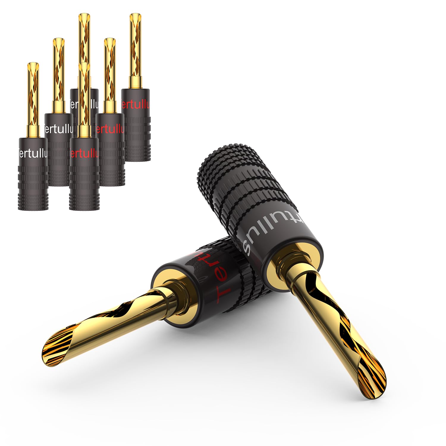 Tertullus BFA Banana Plugs 24K Gold Plated Speaker Banana Plug Double Screw Locking for Home Theater, Wall Plate, Audio/Video Receiver and Sound