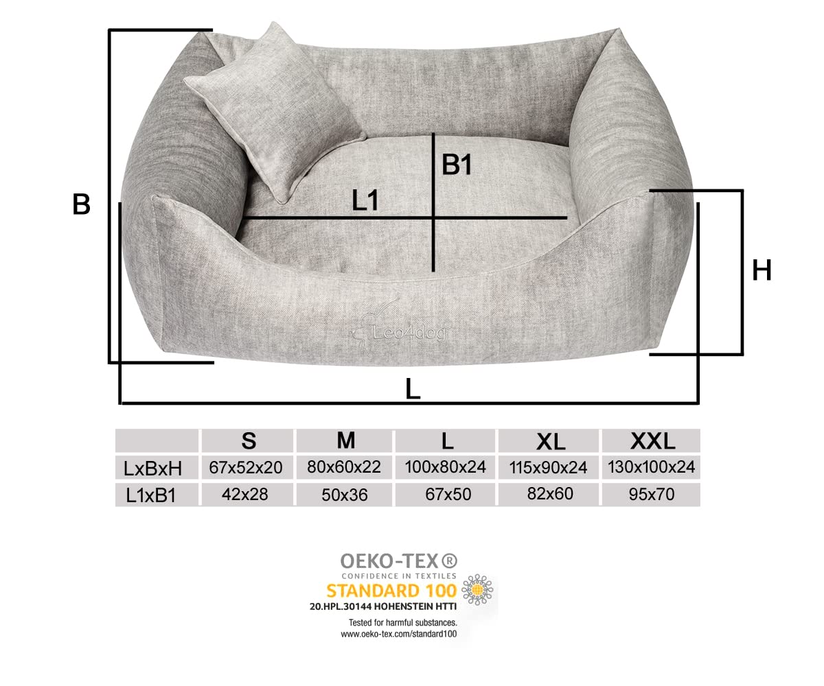 Sofa Vogue 5 rozmiarów 5 kolorów Legowisko dla psa, poduszka dla psa, sofa dla psa kosz dla psa. (XXL - 130X100, Węgiel drzewny)