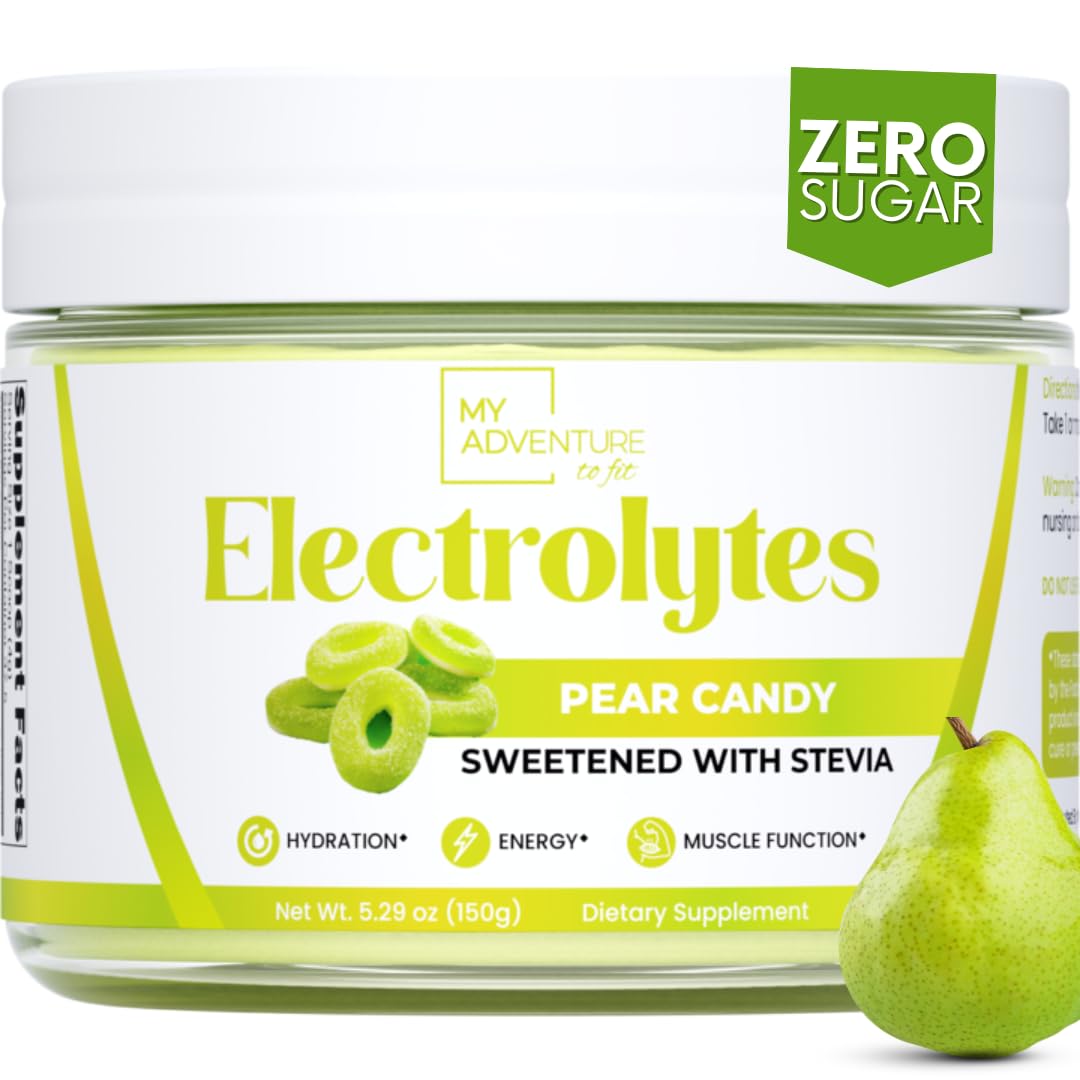 Zero Sugar - Pear Candy Electrolytes Powder - Extremely Refreshing Hydration - Caffeine Free Energy with All Natural Ingredients - Vegan, Keto, Paleo - Sugar Free Electrolytes Drink Mix - 30 Servings
