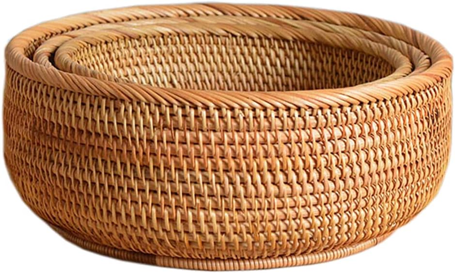 Round Wicker Basket Fruit Vegetables Handmade Baskets Wicker Bread Baskets Bread Serving Basket Food Serving Baskets Fruit Bread Basket Rack For Counter