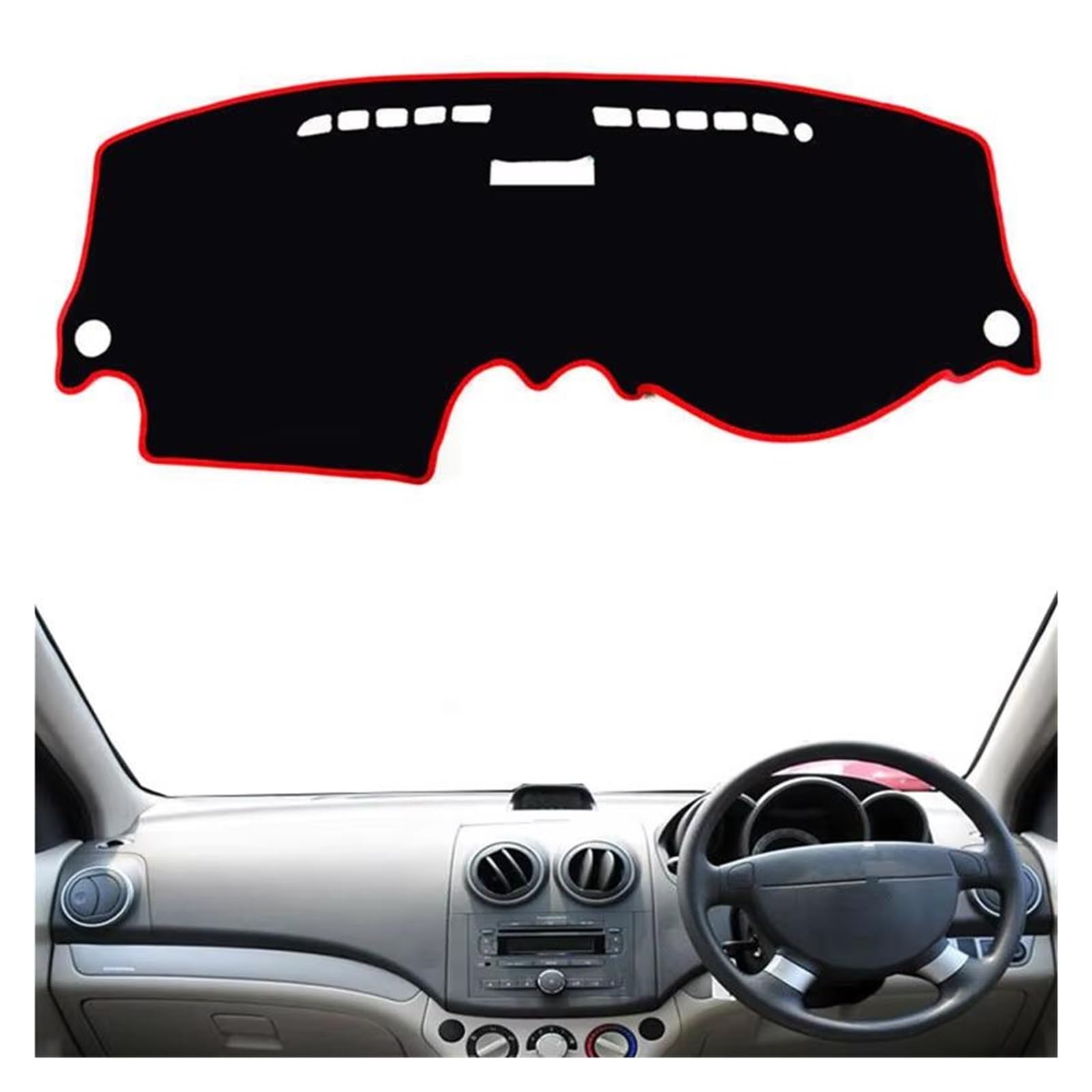 Center Konsole Für Chevy Für Aveo Kalos Für Lova 2003-2011 Anti-Glare Dashboard Abdeckung Matte Pad Innen Dashmat Sonnenschirm Teppich Armaturenbrett Matte Interior | Black(Red Edge)RHD