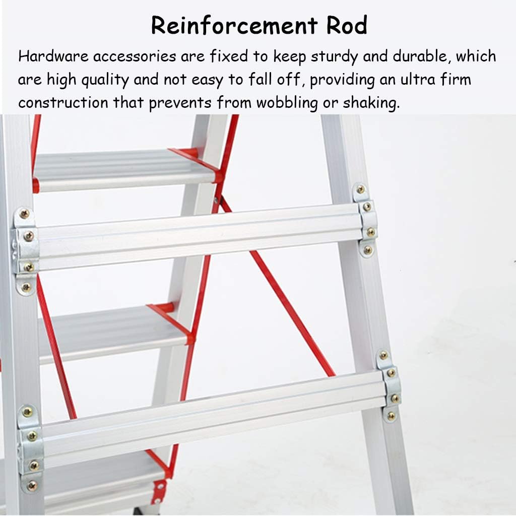 OKUOKA Ladders,3 Step Step Ladders with Handrail, Lightweight Small Folding Stepladder with Anti-Slip Sturdy and Wide Pedal, 150Kg/Silver