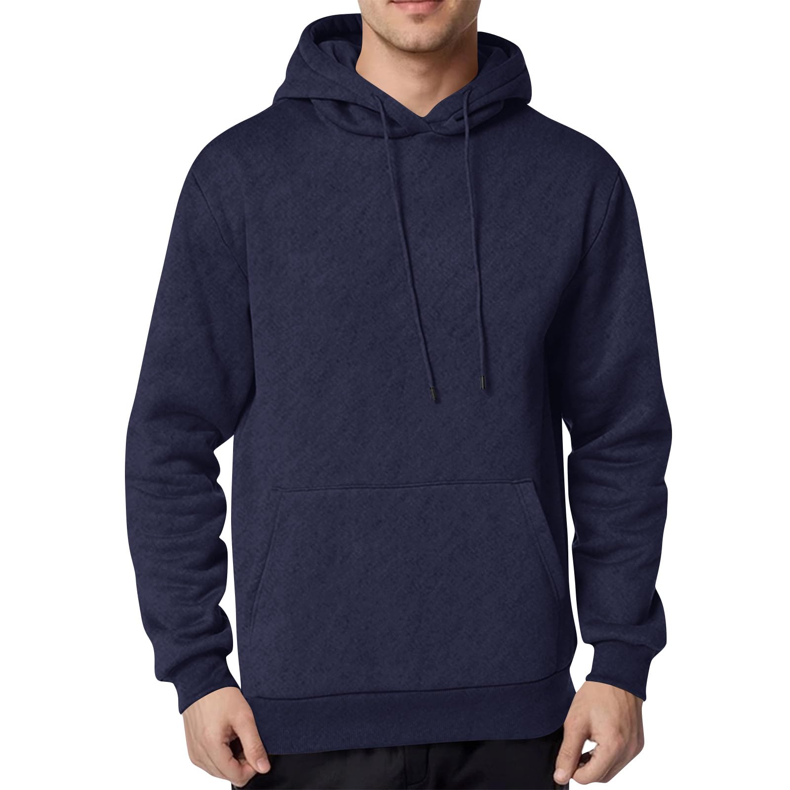 Mens Hoodies Pullover Oversized Fleece Lined Plain Hooded Sweatshirt Fall