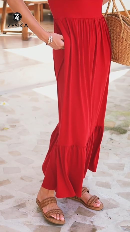 新品！hibinitiワンピースsquare neck summer dress ZESICA Women's 2025 Summer Sleeveless Dress Square Neck