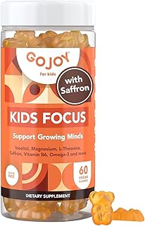 Kids Focus Gummies - 7-in-1 Focus & Attention Supplement for Kids & Teens w/Saffron Extract, Magnesium Glycinate, L-Theanine, Inositol & More - Vegan, Gluten & Sugar-Free, Non-GMO