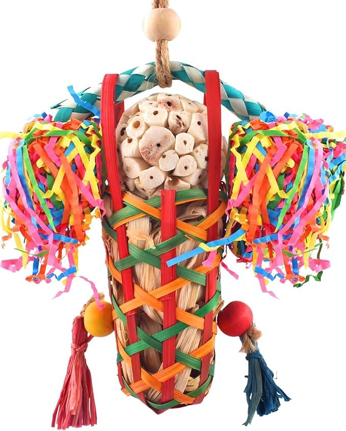Image of KUTKUT Bird Toys Parakeet Toy Cockatiel Shredding Toys Conure Foraging Sola Toys for Conure Cockatiel Parakeet Lovebird Small to Medium Birds