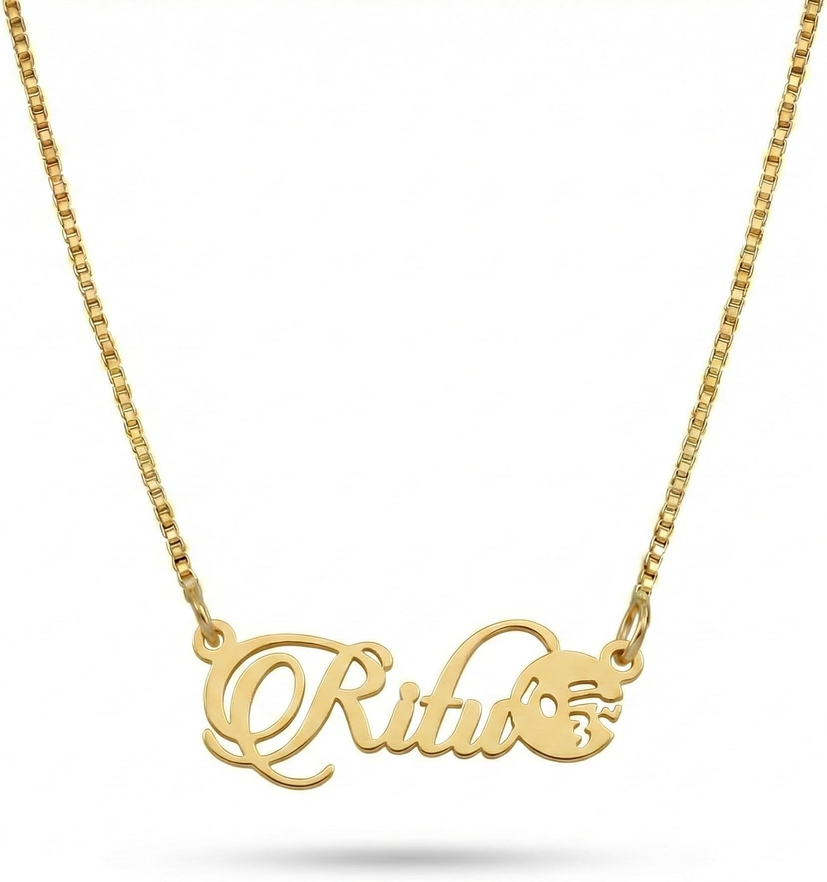 - Love Emoji Name Necklace Personalized Golden Chain Necklace with Initial Perfect