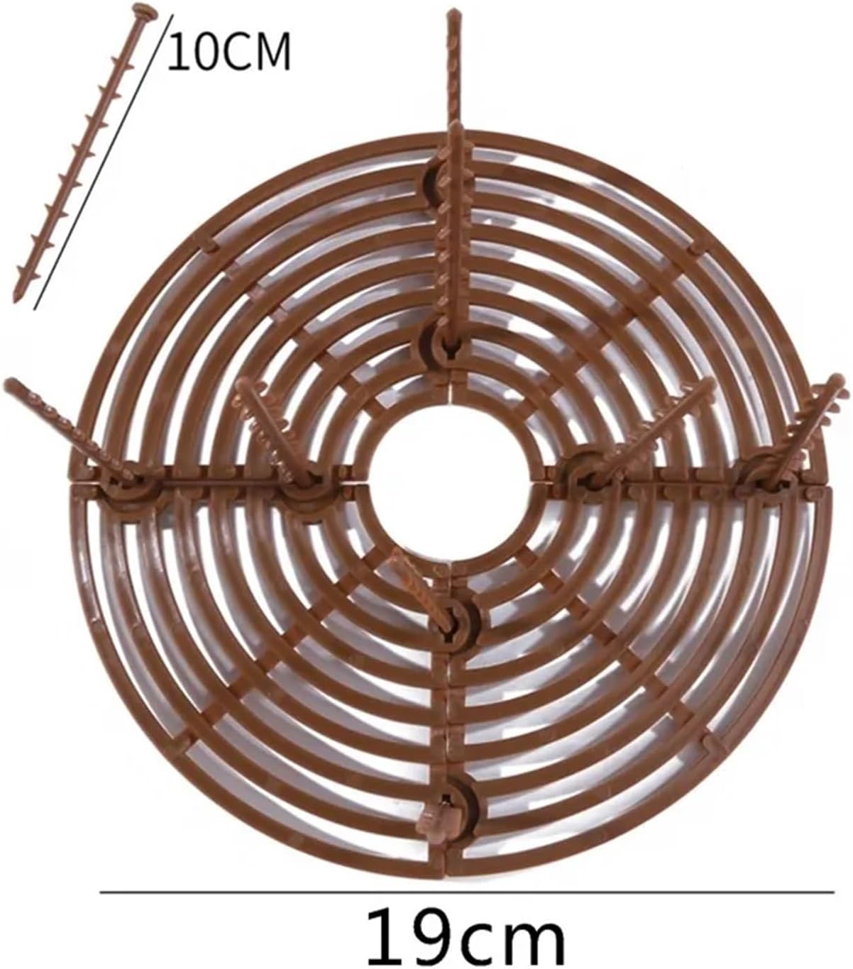 Plant Pot Cover 4PCS Plant Pot Soil Guard with Nails, Grid Cover for Repel Cats & Plant Protection(Brown Round 19cm)