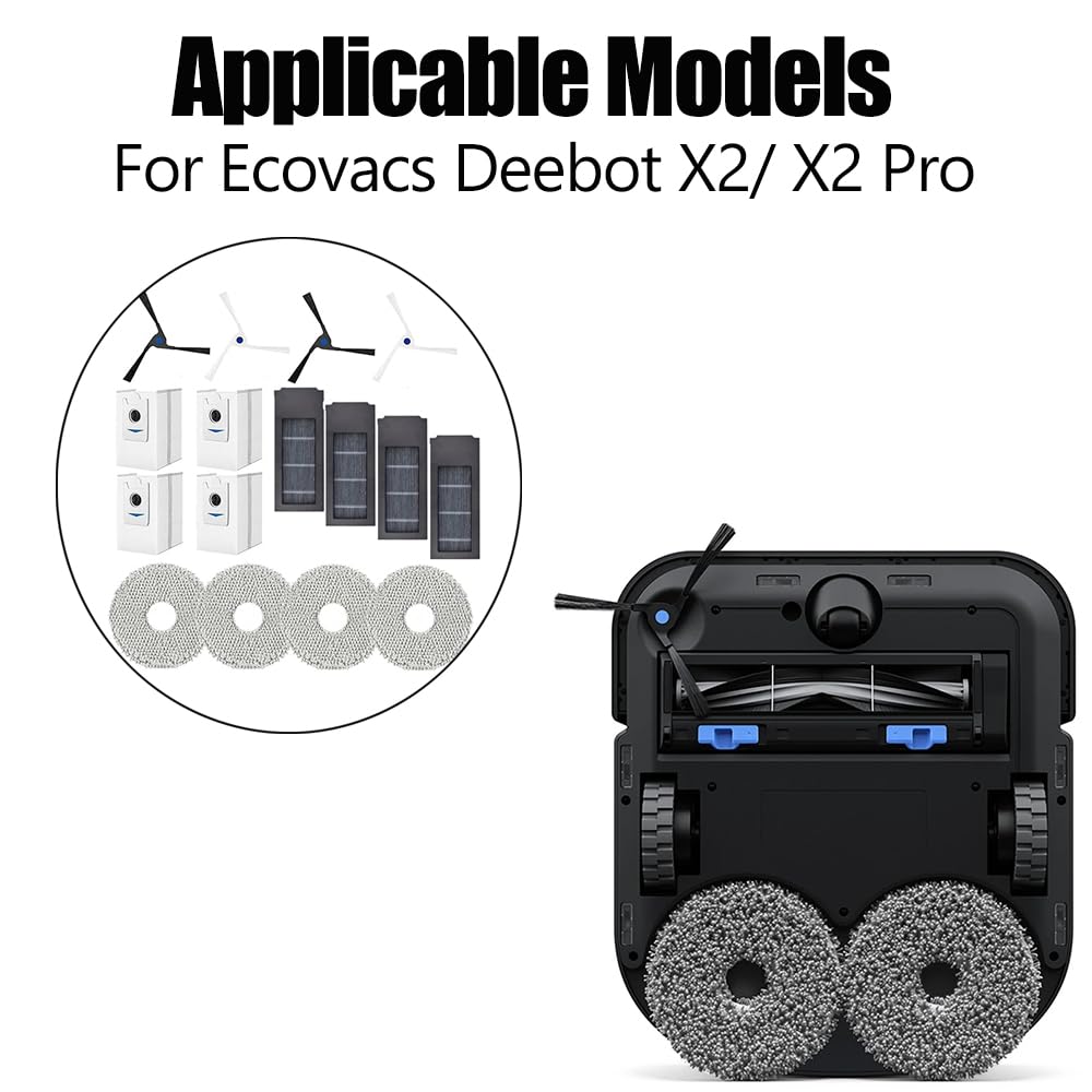 Bac à Poussière De Remplacement Pour Robots Ecovacs Deebot X2 / X2 Pro / X2 Omni - Noir, Compatible