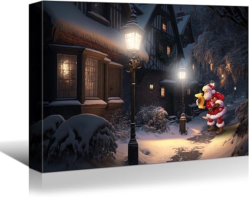 Vista 10 de BANHUA1 Lienzo decorativo de pared de Navidad, pósteres de pintura navideña, decoración del hogar, arte de pared, imágenes de Navidad, impresiones