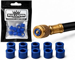 Premium HNBR 1/4" HVAC Hose Seals, Blue, for Manifold Gauge Sets, Refrigerant & Oil Resistant, 10 Pack