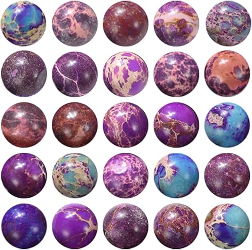 Miniatura 10 de Cuentas de jaspe imperial coloridas para la fabricación de joyas, cuentas de piedra redondas de 0.236 in para pulseras, piedra de jaspe de piel de