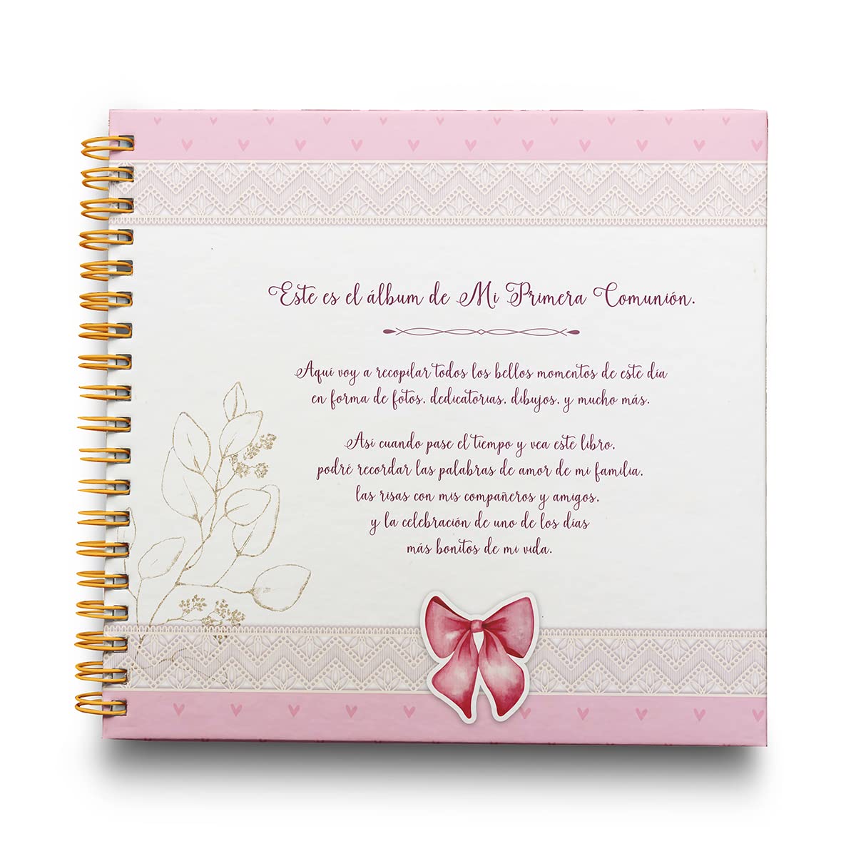 Libro de Firmas Comunión Niña Personalizado - Tamaño 25 x 21 cm. Personalización del Álbum en Portada Foto y Nombre. 60 páginas impresas a color. ONEPERSONAL