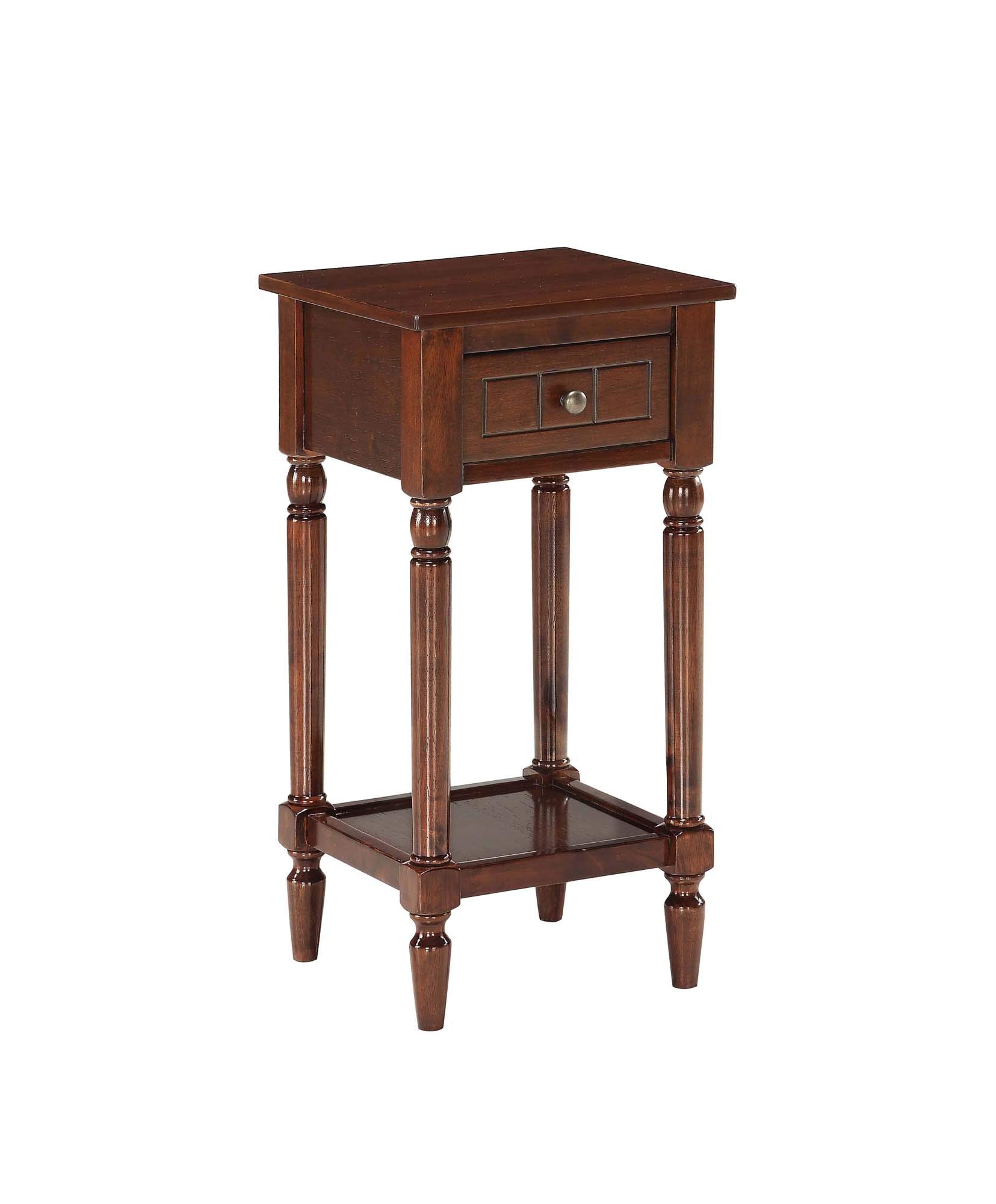 Convenience Concepts French Country Khloe 1 Drawer Accent End Table 14" - Traditional Farmhouse Side Table with Storage Drawer and Shelf for Living