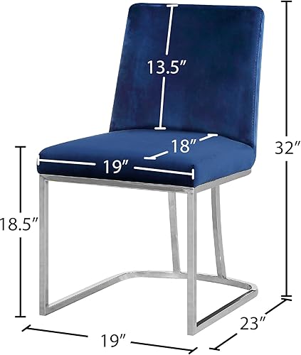 Miniatura 10 de Meridian Furniture Heidi Collection Modern - Silla de comedor tapizada de terciopelo contemporáneo con marco de metal cromado pulido, juego de 2, 19