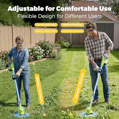 21V Lightweight Electric Weed Eater: All-in-One Cordless String Trimmer Brush Cutter with 2Pack 2.0ah Battery Powered Weed Wacker Set for Small Garden and Yard Lawn Edger Branches Tool for Homeowners by VOL2GO - Image 3