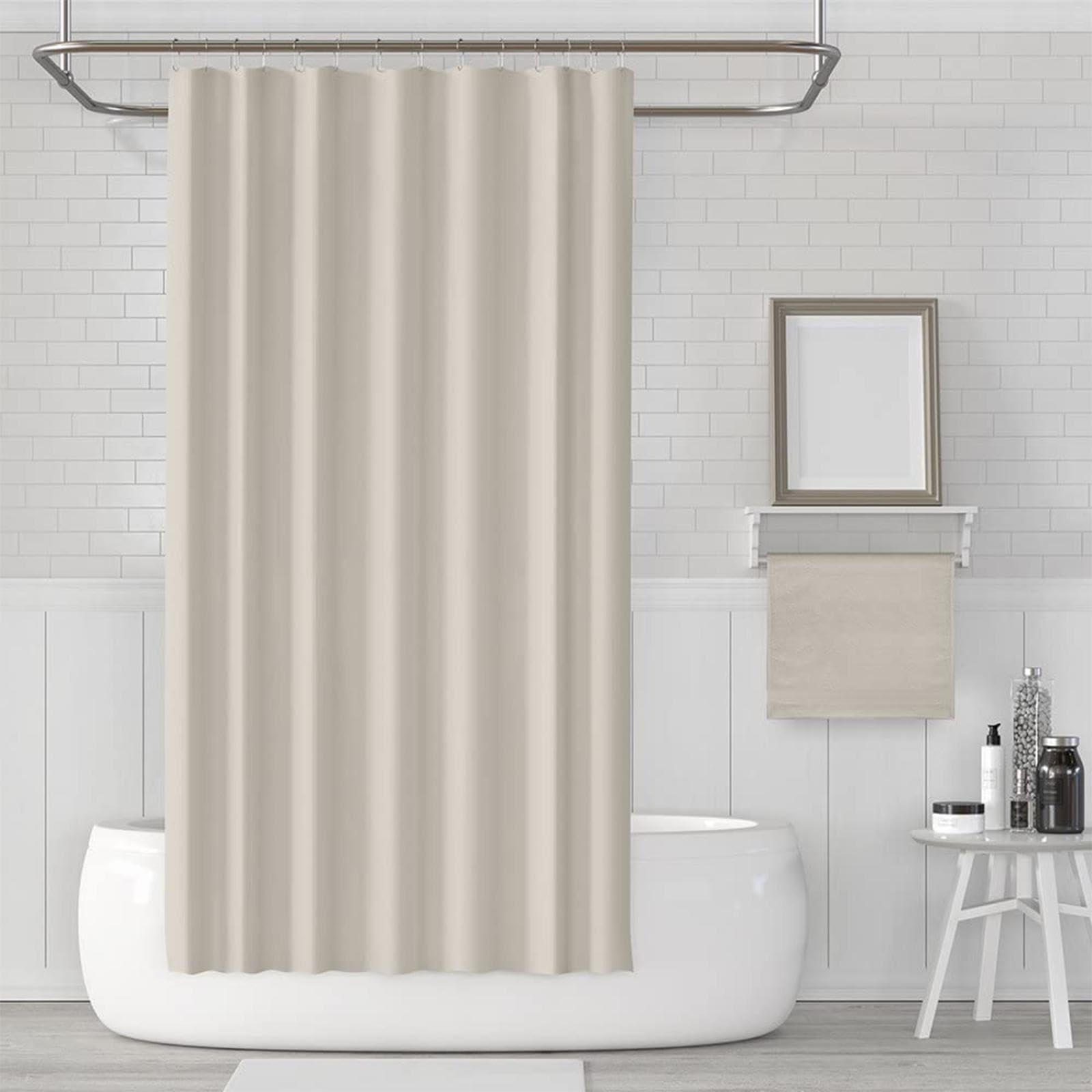 Rideau de douche extra long beige 110x230 cm lavable et imperméable