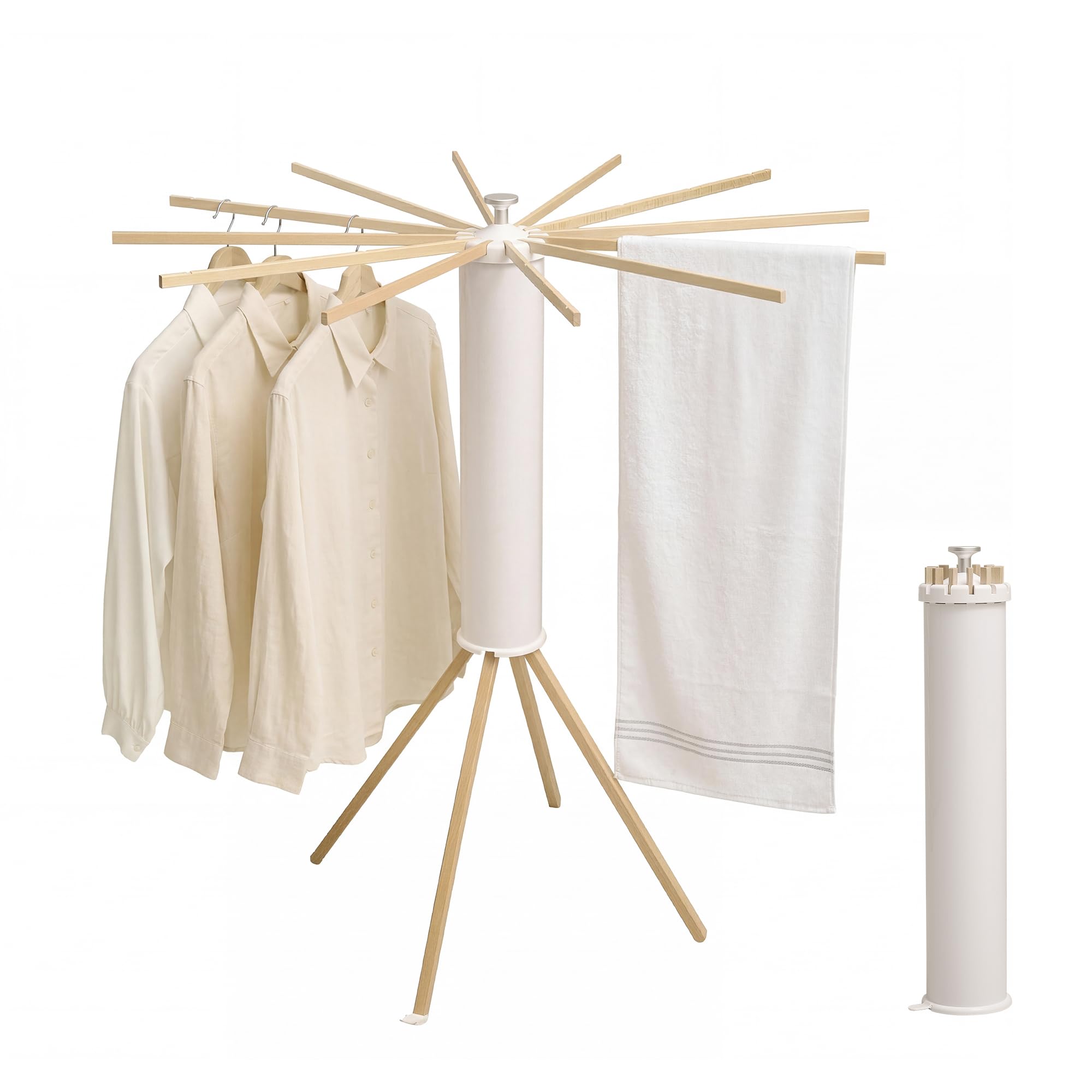 Tendedero plegable con 4 patas y 12 brazos giratorios, para uso en interiores y exteriores, balcón y lavandería