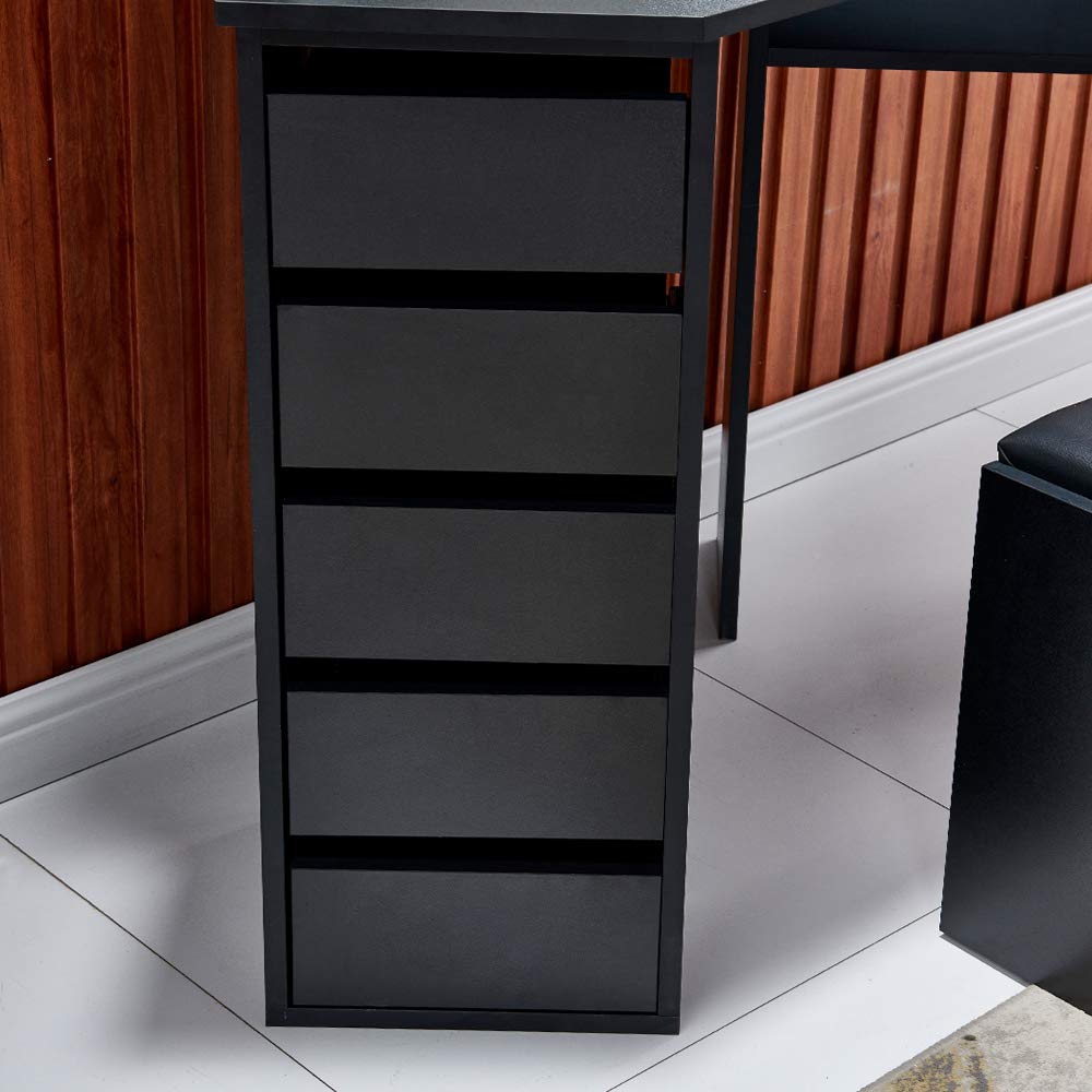 BOJU Black Corner Makeup Vanity Table Tri Flip Mirror Dressing Table