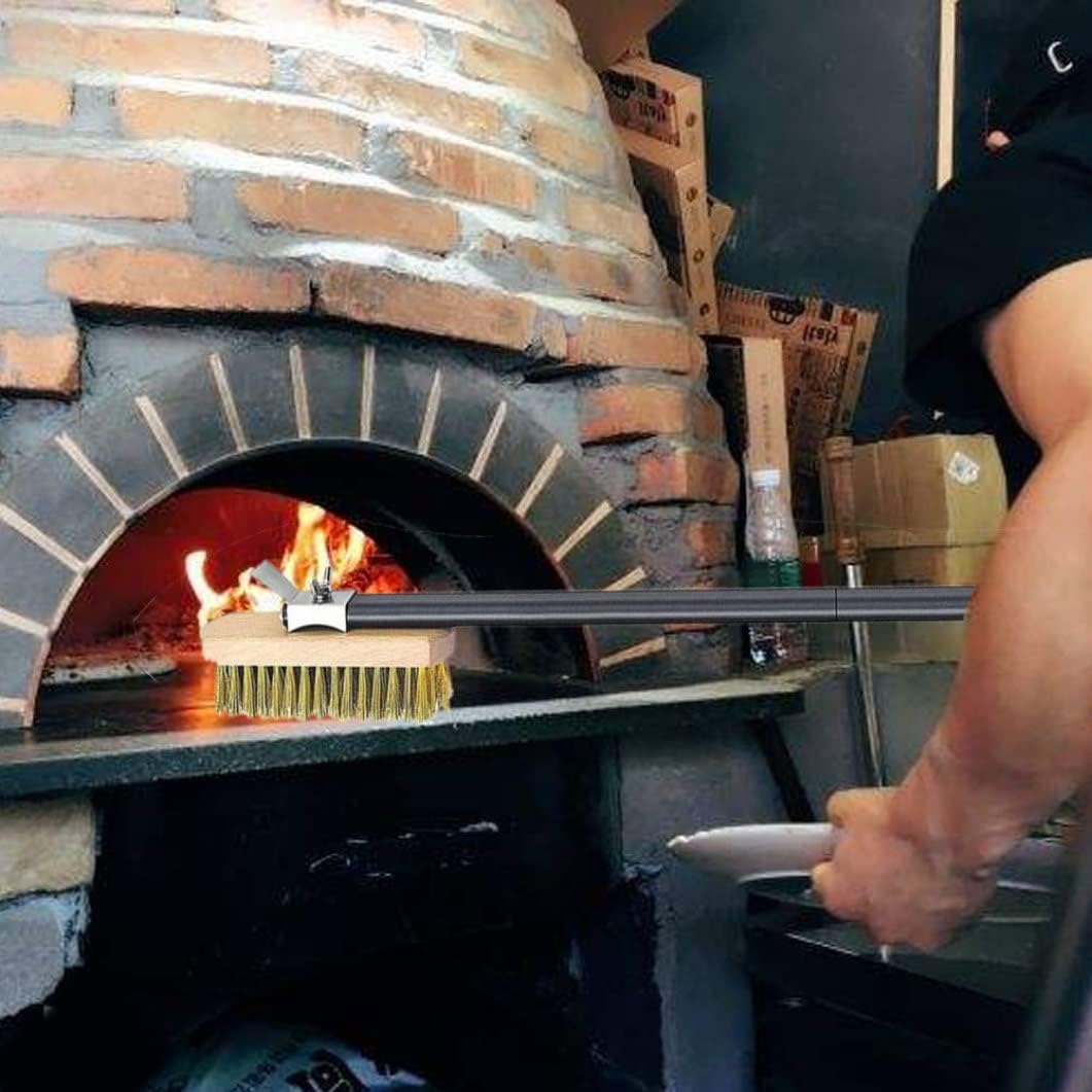 Oven Cleaning Brush Aluminum Alloy Long Handle Pizza Oven Brush with Scraper 80cm Oven Cleaning Brush,Pizza Oven Brush,Oven Brush Long Handle,Oven Brush with Scraper,Brush for Oven.