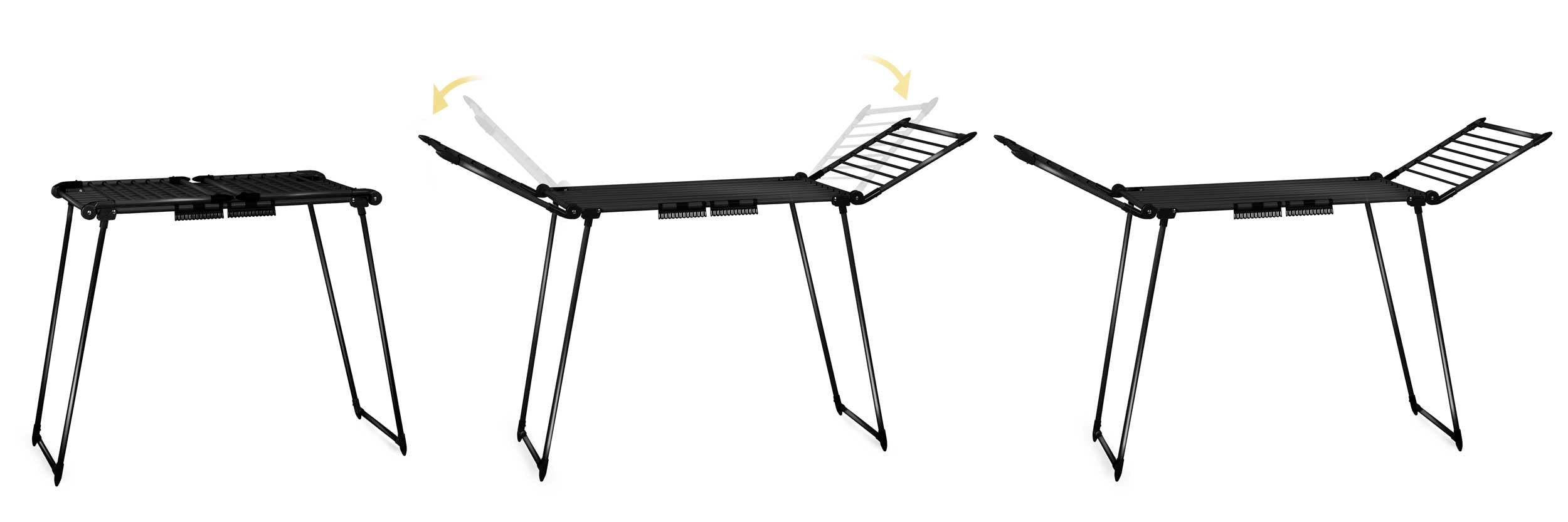 Wäscheständer Ausziehbar Platzsparend Wäscheflügeltrockner Wäschetrockner Ständer Stabiler Standtrockner Mit Rutschfesten Füßen Trockenfläche 19 M Debora Schwarz 174 x 61 x 108 cm