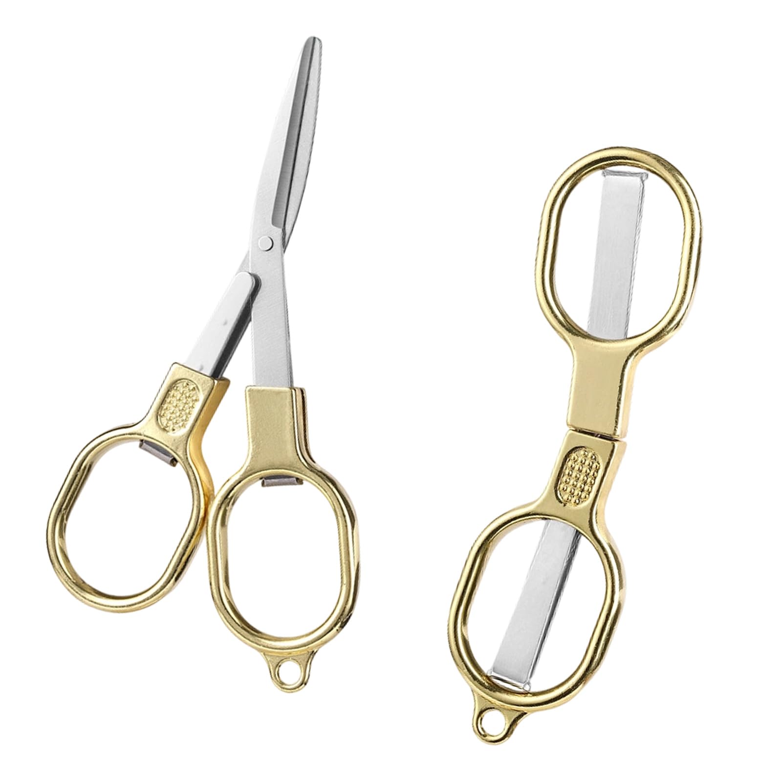 Kaeltsyn Gold 2Pcs Foldable Sewing Scissors Stainless Steel Ergonomic Grip Tailoring Shears For Needlework And Quilting