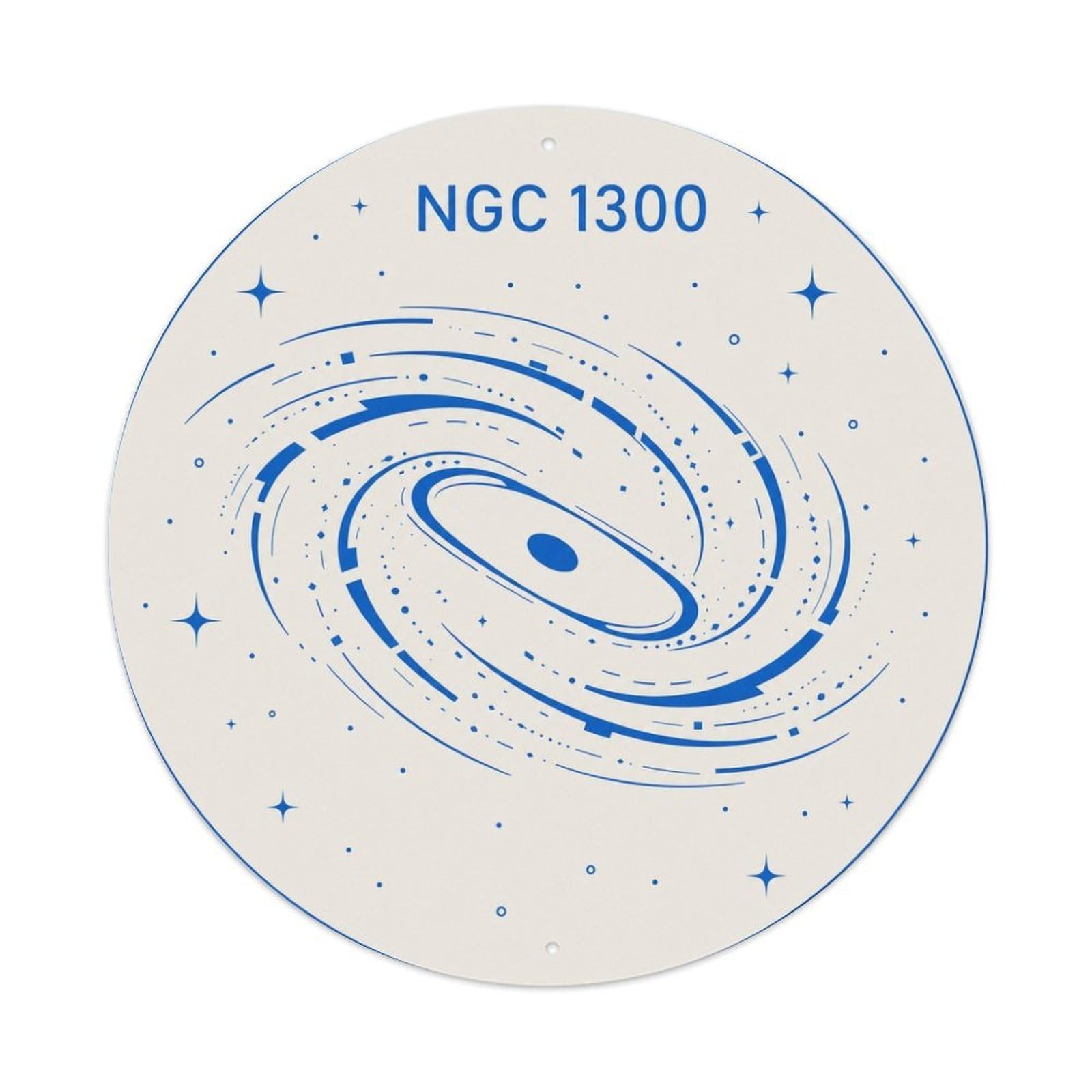 Cosmic Celestial NGC 1300 Galaxy Astral Retro Sci Fi Metal Tin Sign Plaque Wall Decor for Cafe, Man Cave, Club Bar, Office, Home Garden Round Metal Poster 8x8Inch