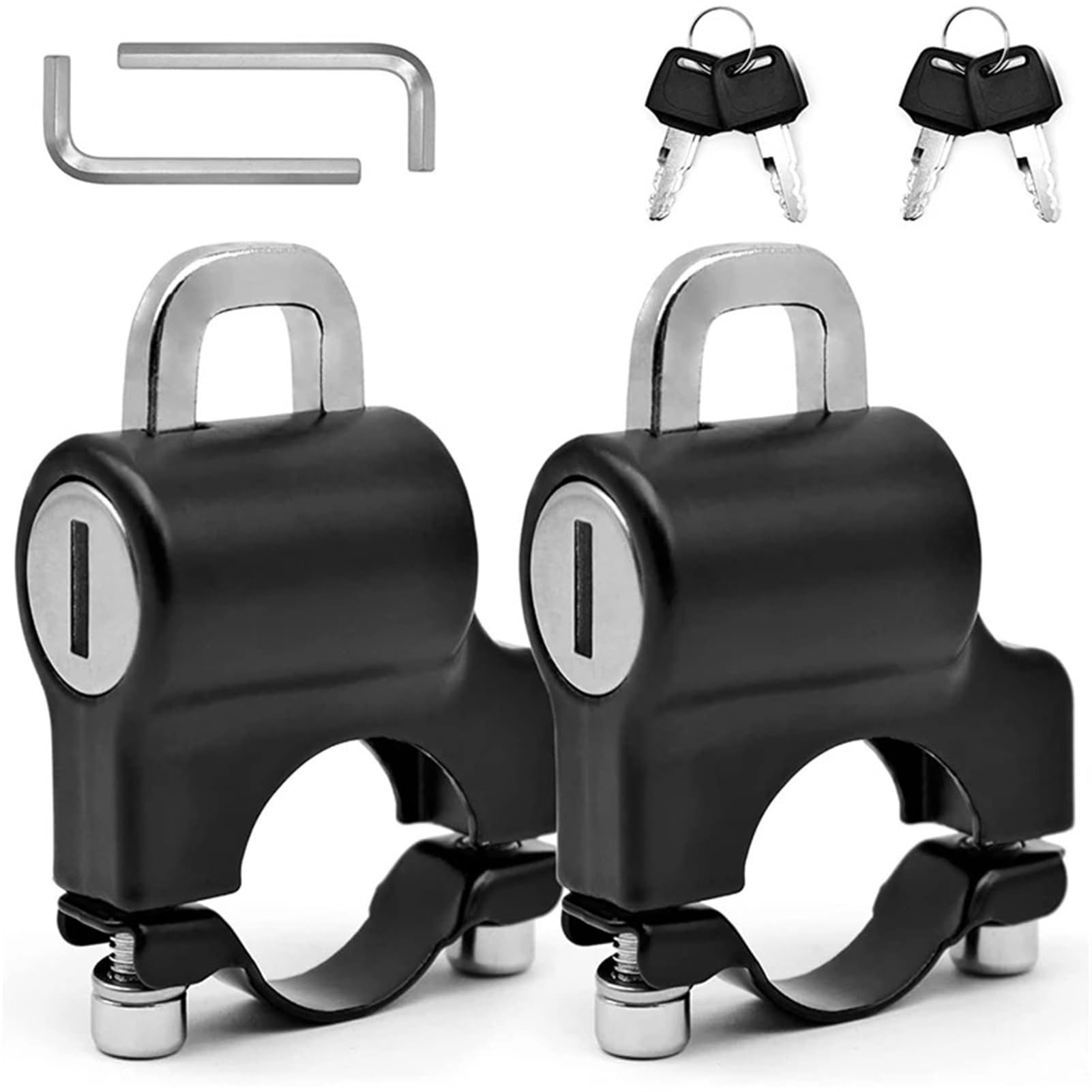 Candado antirrobo universal for casco de motocicleta, de metal, de seguridad, con llave, for 1 o 2 unidades, de 22 a 26 mm, for manillar de motocicleta eléctrica.(2 Set)