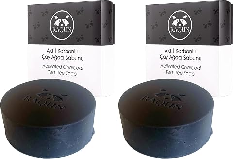 Raqun Doğal Aktif Karbonlu Çay Ağacı Sabunu (110 gr) (2 paketi)