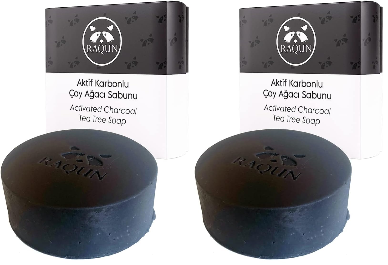 Raqun Doğal Aktif Karbonlu Çay Ağacı Sabunu (110 gr) (2 paketi)