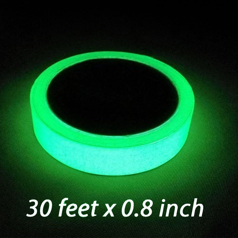 RSSZL 1 Rolls Luminous Tape Sticker Glow in the Dark 30 feet Length x 0.8" Width Removable Waterproof Safety Tape Masking Drafting Tape