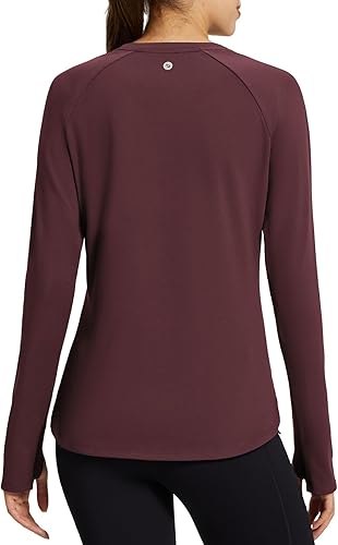 Miniatura 2 de baleaf Camisetas térmicas para mujer, con forro polar, manga larga, para clima frío, equipo de correr, entrenamiento, bolsillo con cremallera,