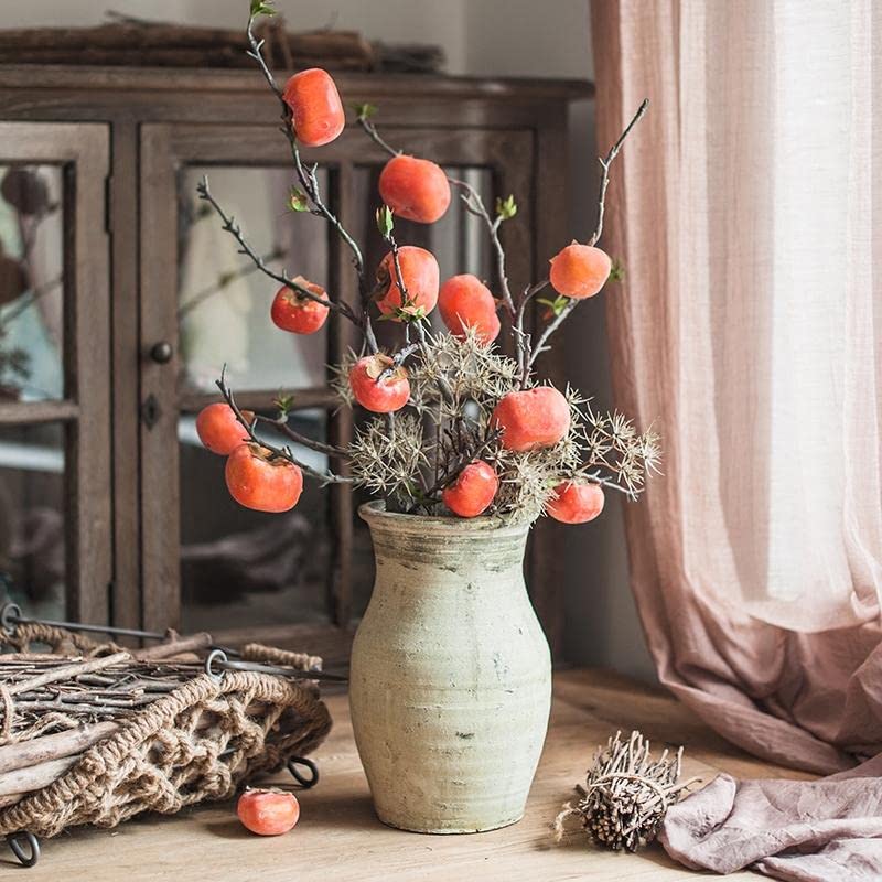 Rustic Reach Lifelike Artificial Persimmon Fruit Branches | Decorative Fake Plant Twig Stem with Artificial Fruit | Indoor Home Decor Fake Tree Branch - 43