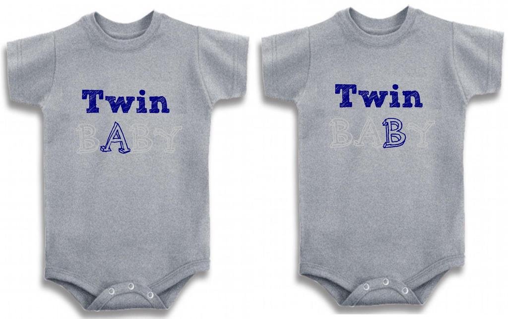 Baby Tee Time Gray Crew Neck Baby Boys' Twin Baby A B Set One Piece