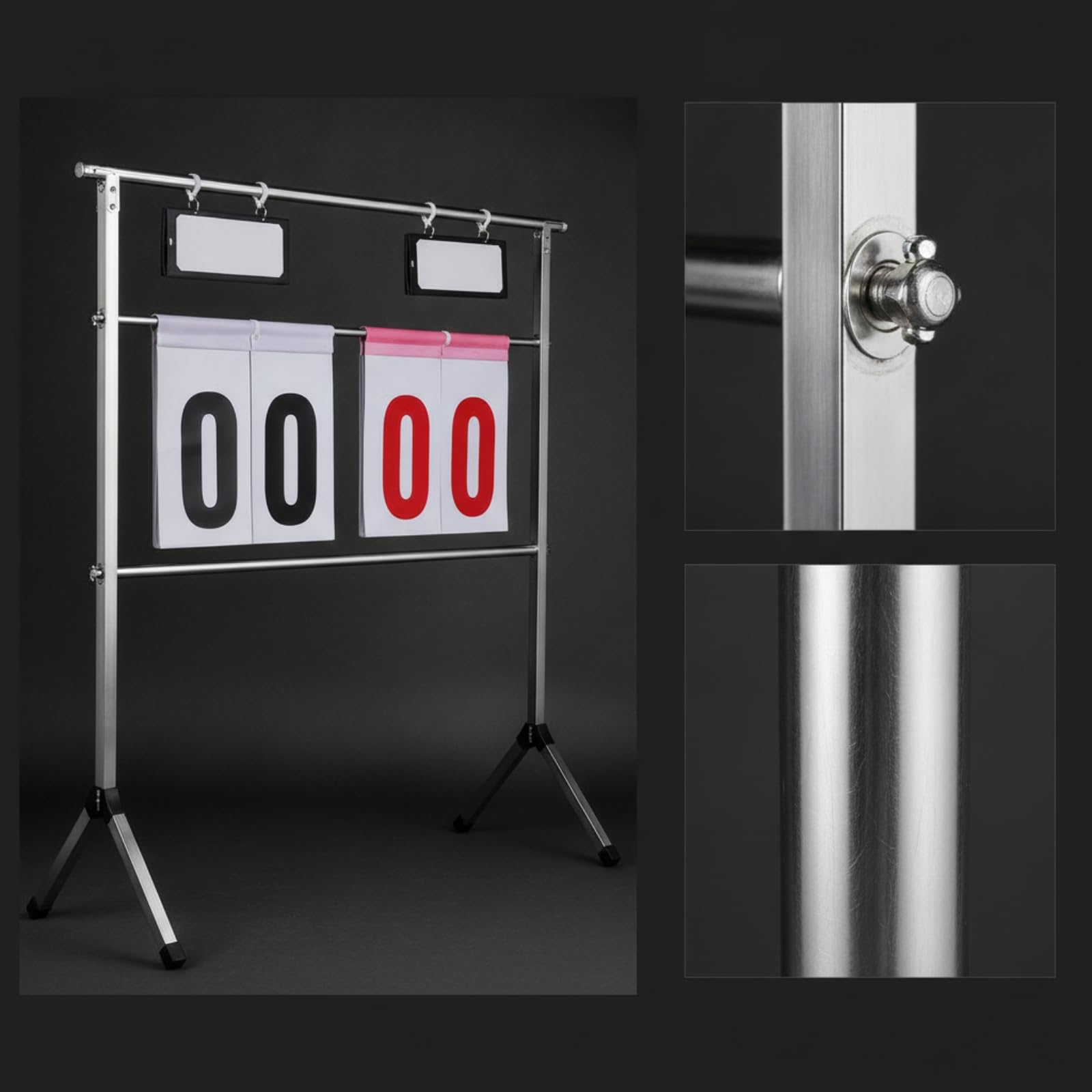 Sports Scoreboard Manuelles Anzeigeboard Zähltafel Punktetafel Klapptafel aus Edelstahl Und PVC mit Stabiler Basis Und Rutschfesten Füßen für Schule Verein Halle Training