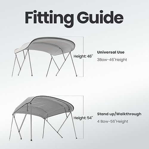 Miniatura 8 de KING BIRD Toldo Superior de Barco Bimini de 3-4 Arcos Protección Solar Toldo de Barco Impermeable Marco de Aluminio Inoxidable de 1 Pulgada 46" de
