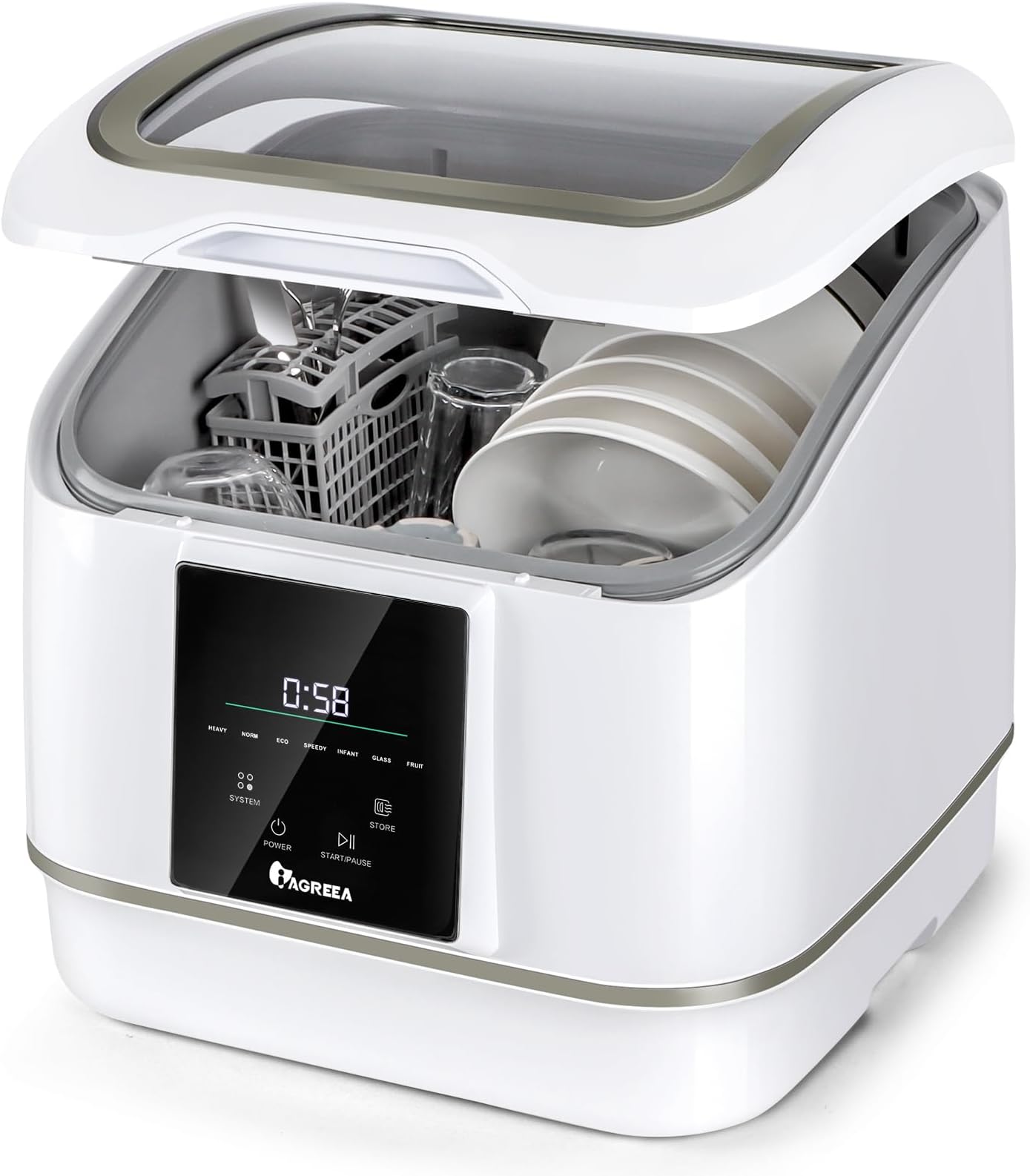 Portable Countertop Dishwasher, IAGREEA Compact Mini Dishwasher With 7