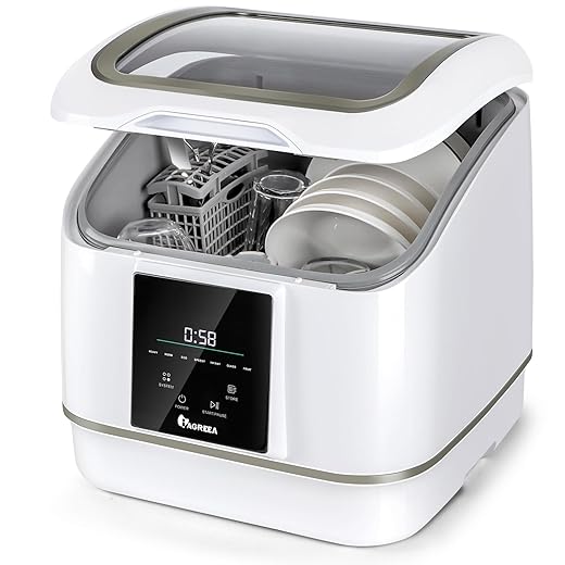 Countertop Dishwasher, IAGREEA Portable Compact Dishwasher With 7 Washing Programs, Anti-Leakage, Fruit & Vegetable Soaking With Basket, For Small Apartments, Dorms and RVs, White
