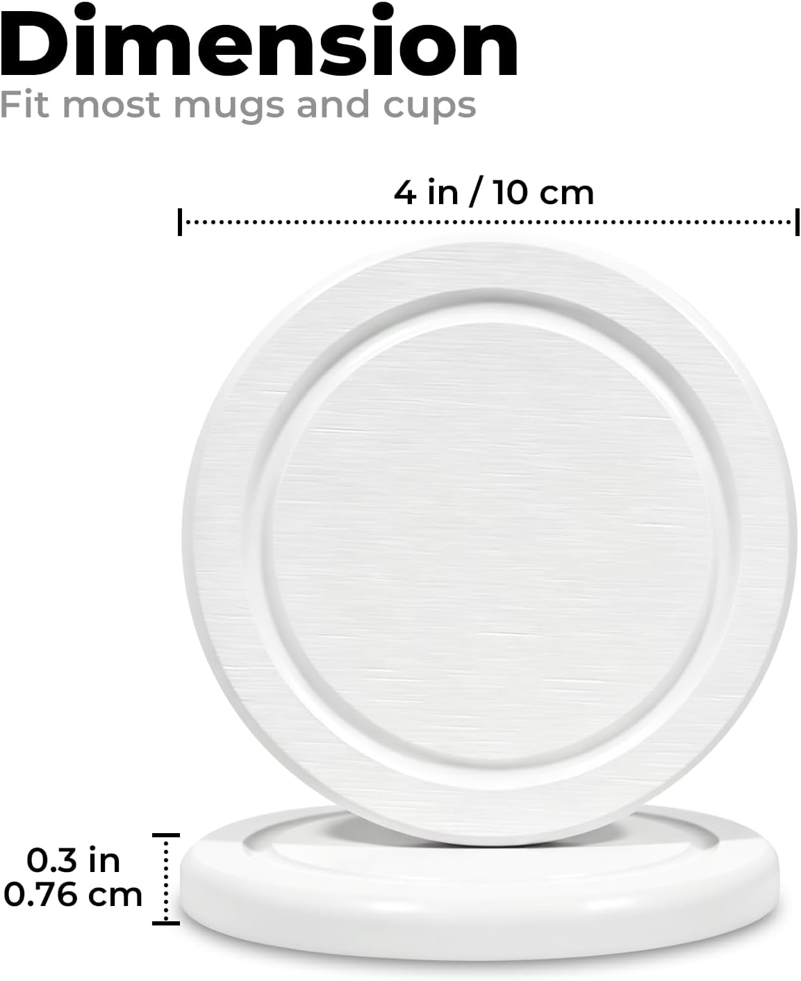 Diatomaceous Earth Coasters Set of 6, Absorbent Diatomite Coasters 4 Inch Round Grooved Ceramic with Holder, for Drink Coffee Cup Desk Minimalist Decor, Cork Backing Included (White, 6pcs)