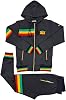 Time Is Money Mens Urban Designer Rasta Lion Tracksuit, Black, Red, White, Olive with Gold Zip